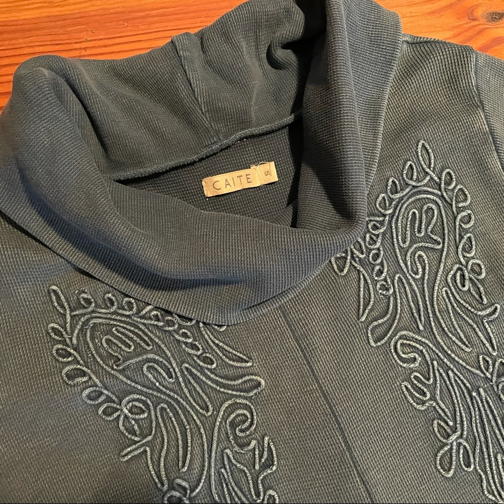 Caite by Anthropologie Embroidered Teal Dress